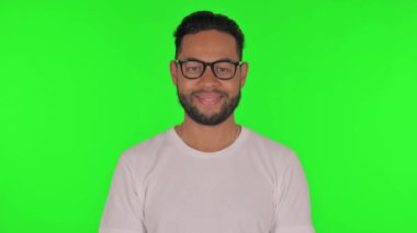 Yeşil Arkaplanda Gülümseyen Adam, Portre