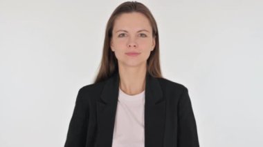 Beyaz Arkaplanda Uçan Öpücük İşkadını Portresi