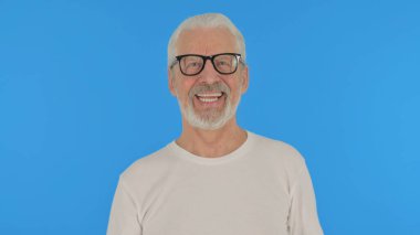 Gülümseyen Yaşlı Adam Yeşil Arkaplanda, Portre