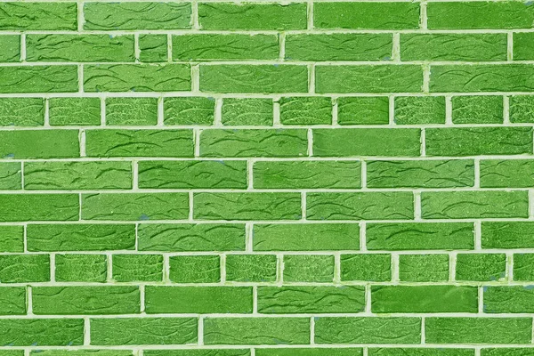 Brick Wall Unusual Green Bricks Made Whole Green Bricks Broken —  Fotos de Stock