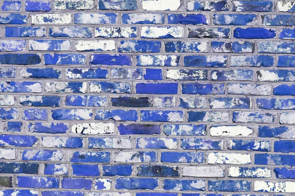 Ściana Murowana Nietypowych Niebieskich Cegieł Całych Niebieskich Cegieł Złamanych Niebieskich — Zdjęcie stockowe