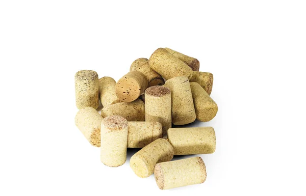 Wine Corks Isolated White Background Close Corks Red Wine Bottles — Foto Stock