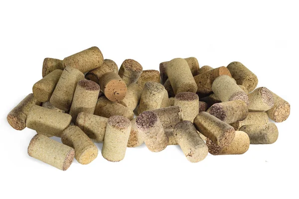 Wine Corks Isolated White Background Close Corks Red Wine Bottles — Foto Stock