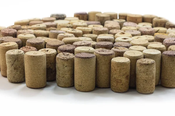 Wine Corks Isolated White Background Close Corks Red Wine Bottles — Foto de Stock