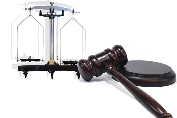 Judge Gavel Scales Isolated White Background Symbol Justice Gavel Rule — Stock Photo, Image