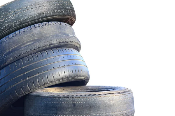 Alte Abgefahrene Beschädigte Reifen Isoliert Auf Weißem Hintergrund Als Muster — Stockfoto