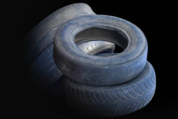 Viejos Neumáticos Dañados Desgastados Como Patrón Neumático Dañado Para Publicidad —  Fotos de Stock