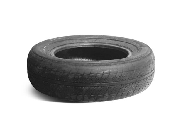 old worn damaged tires isolated on white background as pattern of damaged tire for advertising tire shop or car tire shop