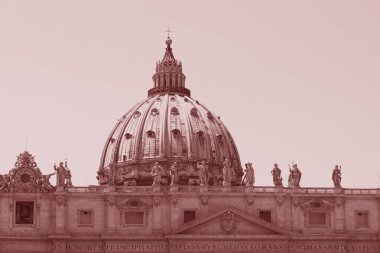 Vatikan Şehri. Bazilika. San Pietro Meydanı parçaları. İtalya, Roma. Tarihsel dini mimari.