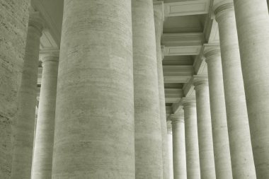 St. Peter's Meydanı Vatikan'colonnades. Roma, İtalya. Roma mimari parçaları