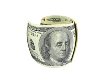 Abstract image of American dollars in distorted form isolated on white background clipart