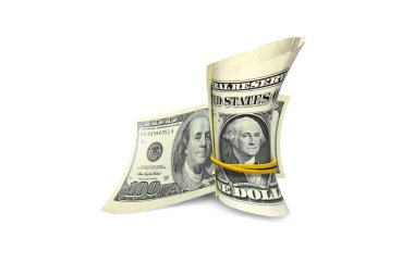 Abstract image of American dollars in distorted form isolated on white background clipart