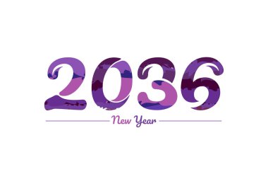 Modern 2036 yeni yıl tipografi tasarımı, yeni yıl 2036 logosu