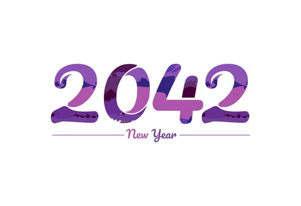 Diseño Tipografía Año Nuevo 2042 Moderno Logotipo Año Nuevo 2042 — Vector de stock