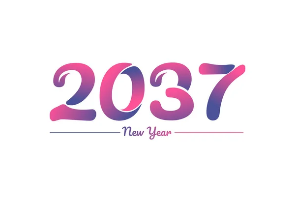 Colorful Gradient 2037 New Year Logo Design New Year 2037 — Stock Vector