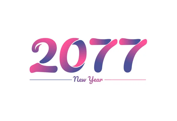 Colorful Gradient 2077 New Year Logo Design New Year 2077 — Stock Vector