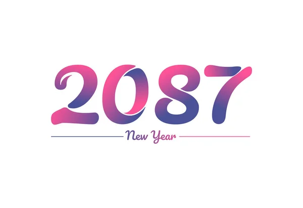 カラフルなグラデーション2087新年のロゴデザイン 新年2087画像 — ストックベクタ