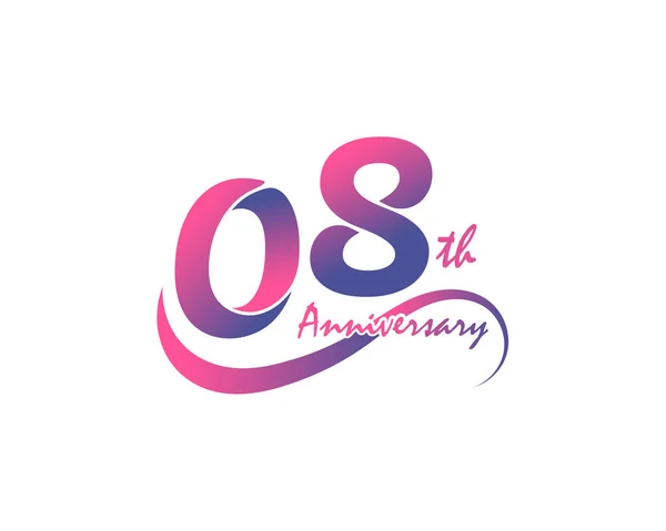 08周年記念ロゴデザインベクトルイラスト — ストックベクタ