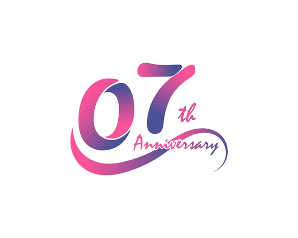 07Th Anniversary Logo Design Vector Illustration — Stock Vector