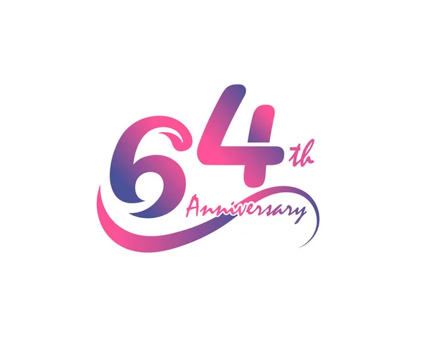 Desenho Logotipo Aniversário 64Th Ilustração Vetor —  Vetores de Stock