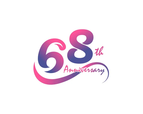Desenho Logotipo Aniversário 68Th Ilustração Vetorial —  Vetores de Stock