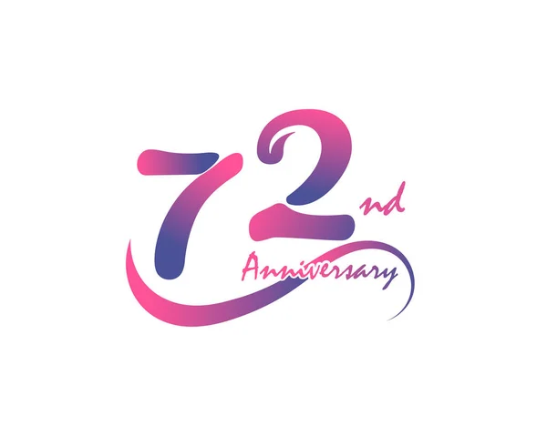 Projeto Logotipo Aniversário 72Th Ilustração Vetor —  Vetores de Stock