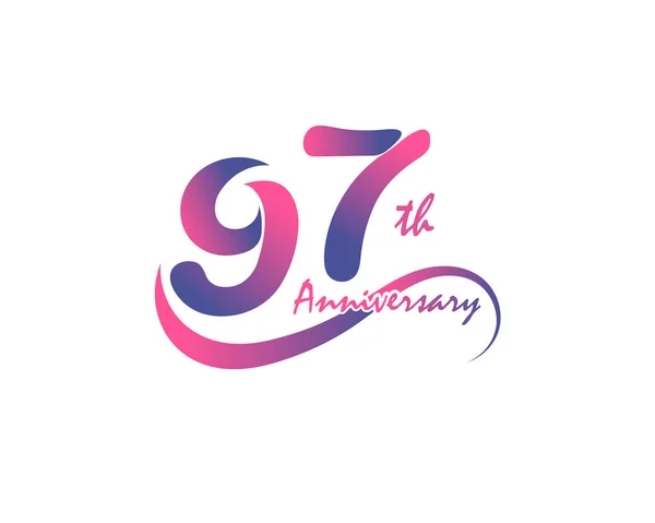 97Th Anniversary Logo Design Vector Illustration — Stock Vector