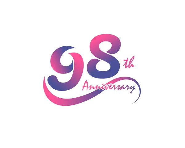 98Η Επέτειος Σχεδιασμός Λογότυπου Διανυσματική Απεικόνιση — Διανυσματικό Αρχείο