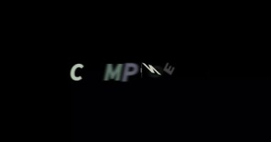 Siyah arkaplanda bileşen metin animasyonu. Modern metin animasyonu, yazılan Bileşen