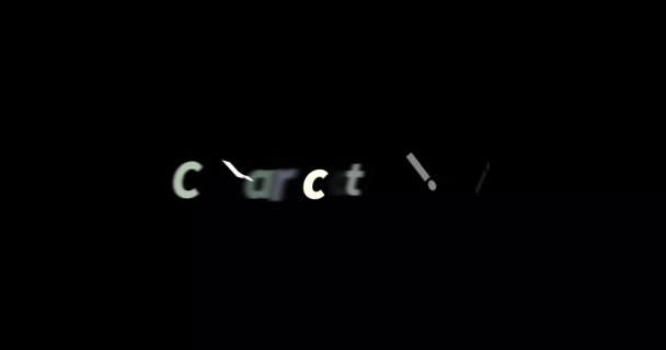 Характеристическая Анимация Текста Черном Фоне Современная Текстовая Анимация Письменные Характеристики — стоковое видео