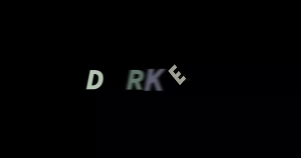 Darkness Text Animation Black Background Modern Text Animation Written Darkness — Stock Video