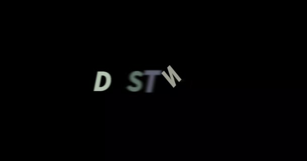Avstånd Text Animation Svart Bakgrund Modern Text Animation Skriven Distans — Stockvideo