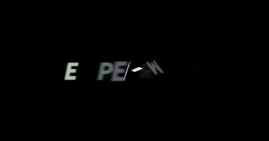 Siyah arkaplan üzerinde deneysel metin canlandırması. Modern metin animasyonu, yazılı deney