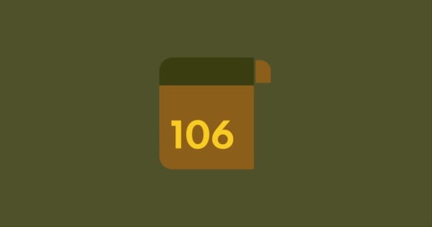 106 Dní Kalendáře Ikona 106 Dní Odpočítávání Moderní Animace Odpočítávání — Stock video