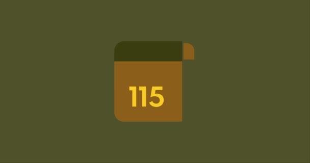115 Ημέρες Για Πάει Εικονίδιο Ημερολόγιο 115 Ημέρες Αντίστροφη Μέτρηση — Αρχείο Βίντεο