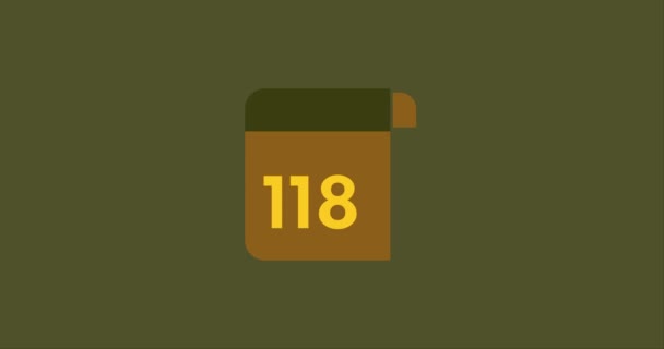 118 Dní Kalendáře Ikona 118 Dní Odpočítávání Moderní Animace Odpočítávání — Stock video
