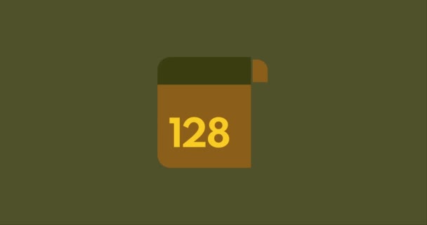 128 Dní Kalendáře Ikona 128 Dní Odpočítávání Moderní Animace Odpočítávání — Stock video