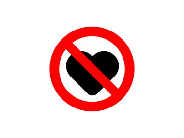 Ban heart shape. No love, banned love