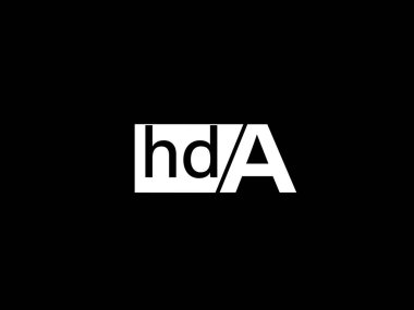 HDA Logo and Graphics design vector art, Icons isolated on black background