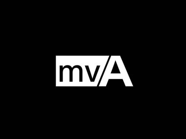 MVA Logo and Graphics design vector art, Icons isolated on black background