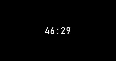 58 seconds digital timer countdown animation is isolated on black background. countdown timer, 58 sec stopwatch animation template video footage