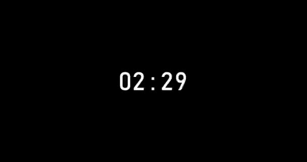 Seconds Digital Timer Countdown Animation Isolated Black Background Countdown Timer — ストック動画