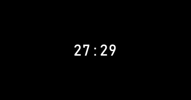 35秒的数字计时器倒计时动画在黑色背景下被隔离 倒计时 35秒秒表动画模板视频镜头 — 图库视频影像