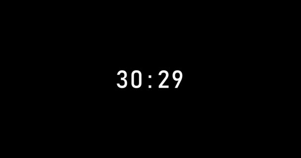 38秒のデジタルタイマーカウントダウンアニメーションは黒の背景に隔離されています カウントダウンタイマー38秒ストップウォッチアニメーションテンプレートビデオ映像 — ストック動画