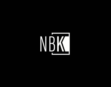 NBK Logosu ve Grafik Tasarımı, Modern ve Gösterişli Vektör Sanatı ve Simgeleri siyah arkaplanda izole edildi