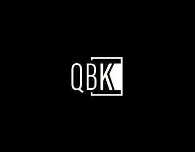 QBK Logosu ve Grafik Tasarımı, Modern ve Gösterişli Vektör Sanatı ve Simgeleri siyah arkaplanda izole edildi