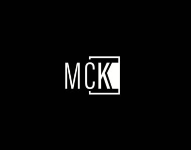 MCK Logosu ve Grafik Tasarımı, Modern ve Parlak Vektör Sanatı ve Simgeleri siyah arkaplanda izole edildi