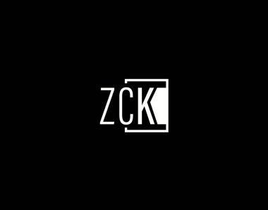 ZCK Logosu ve Grafik Tasarımı, Modern ve Parlak Vektör Sanatı ve Simgeleri siyah arkaplanda izole edildi