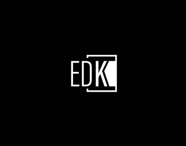 EDK Logosu ve Grafik Tasarımı, Modern ve Gösterişli Vektör Sanatı ve Simgeleri siyah arkaplanda izole edildi