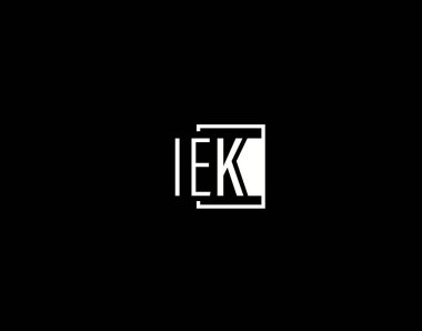 IEK Logosu ve Grafik Tasarımı, Modern ve Gösterişli Vektör Sanatı ve Simgeleri siyah arkaplanda izole edildi